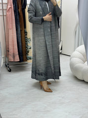C RTW Grey Pleated Print Abaya