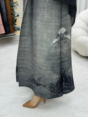 C RTW Grey Pleated Print Abaya
