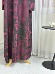 C RTW Maroon Floral Printed Abaya