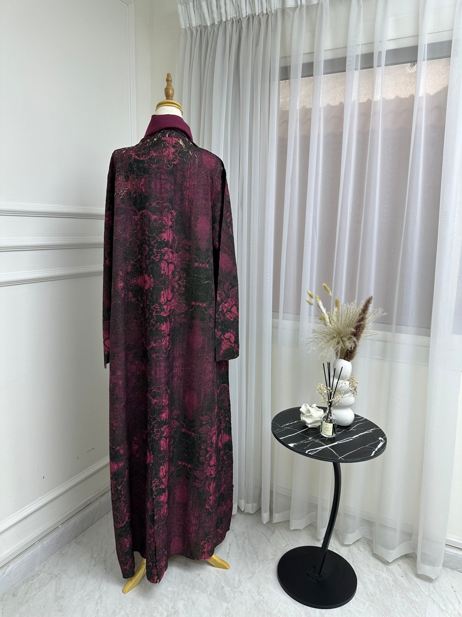 C RTW Maroon Floral Printed Abaya