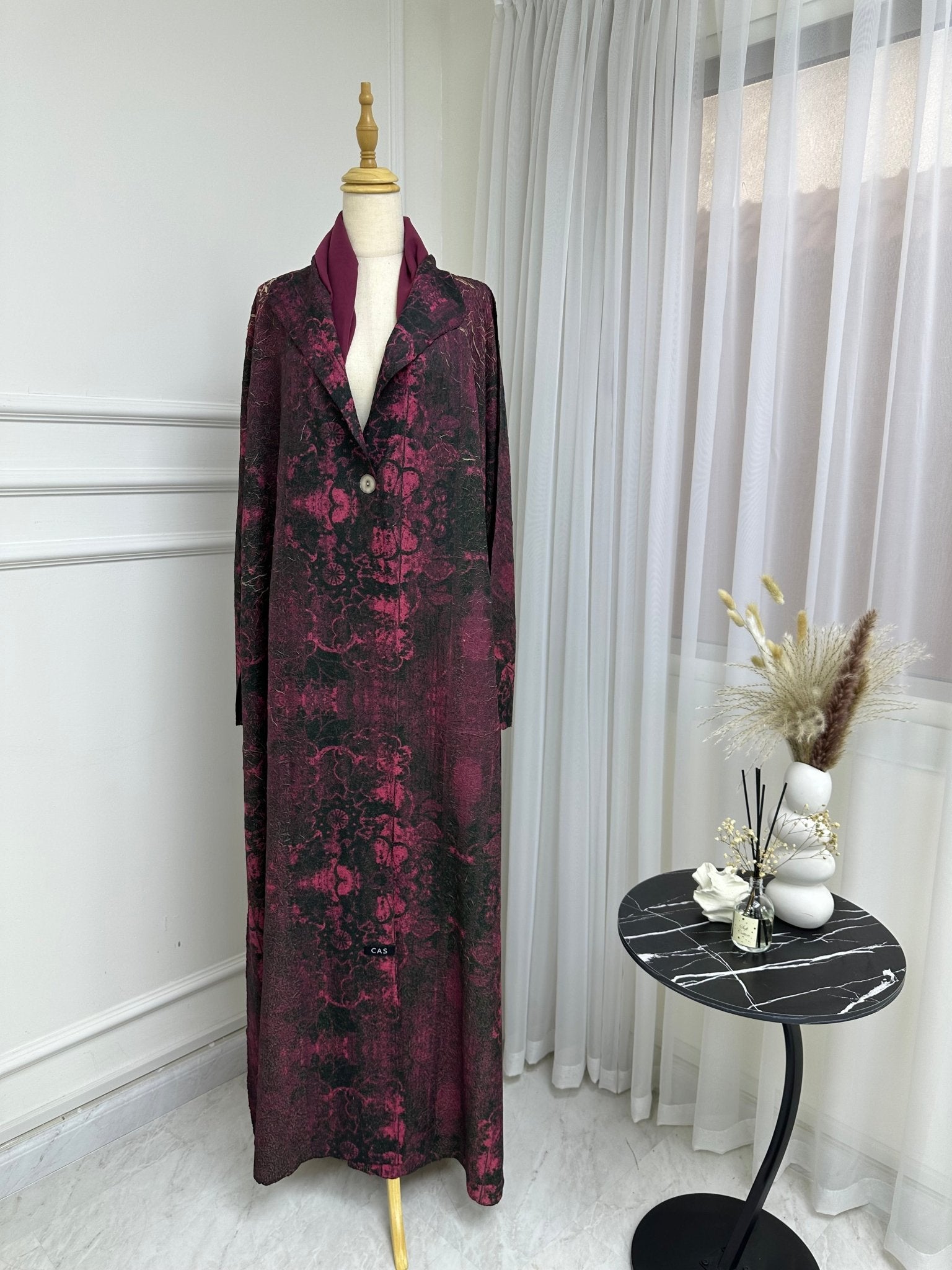C RTW Maroon Floral Printed Abaya