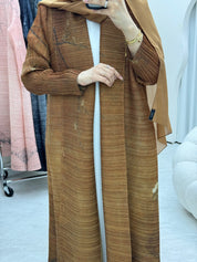 C RTW Mustard Pleated Print Abaya