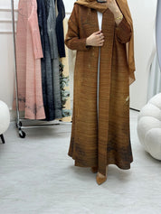 C RTW Mustard Pleated Print Abaya