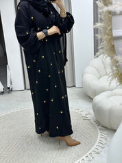 C RTW Peach Pink Rose Abaya set