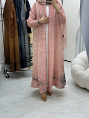 C RTW Pink Pleated Print Abaya