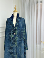 C RTW Turquoise Floral Printed Abaya