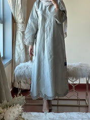 C - Silver - Taffeta - Evening - Abaya - 47