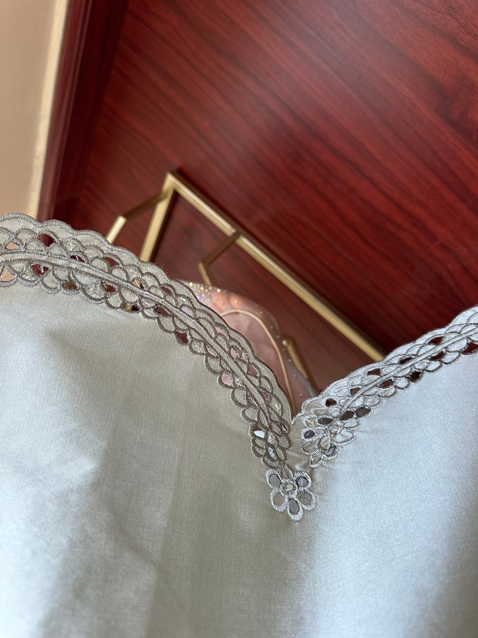 C - Silver - Taffeta - Evening - Abaya - 47