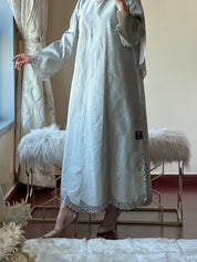 C - Silver - Taffeta - Evening - Abaya - 47