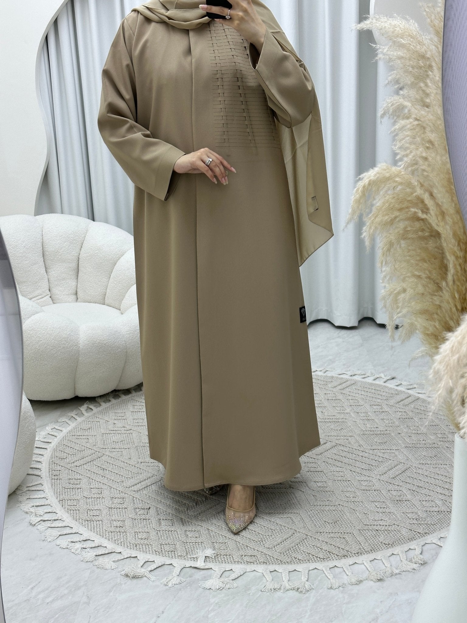 C Weave Beige Abaya