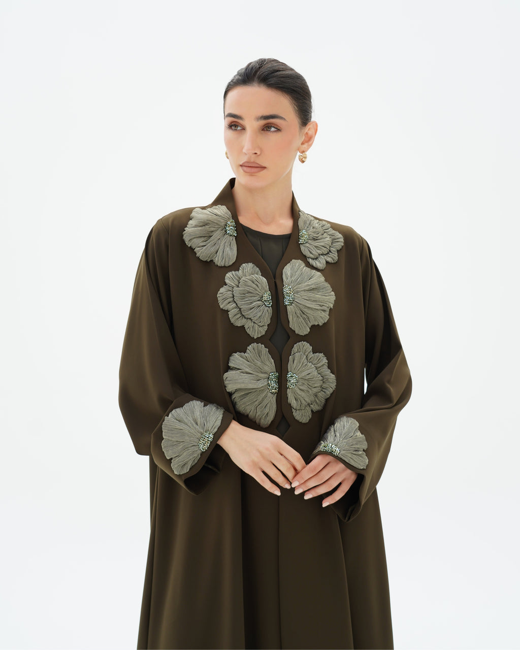 MAYA Premium Essential Non-Iron Ribbed Jersey Abaya - Coffee