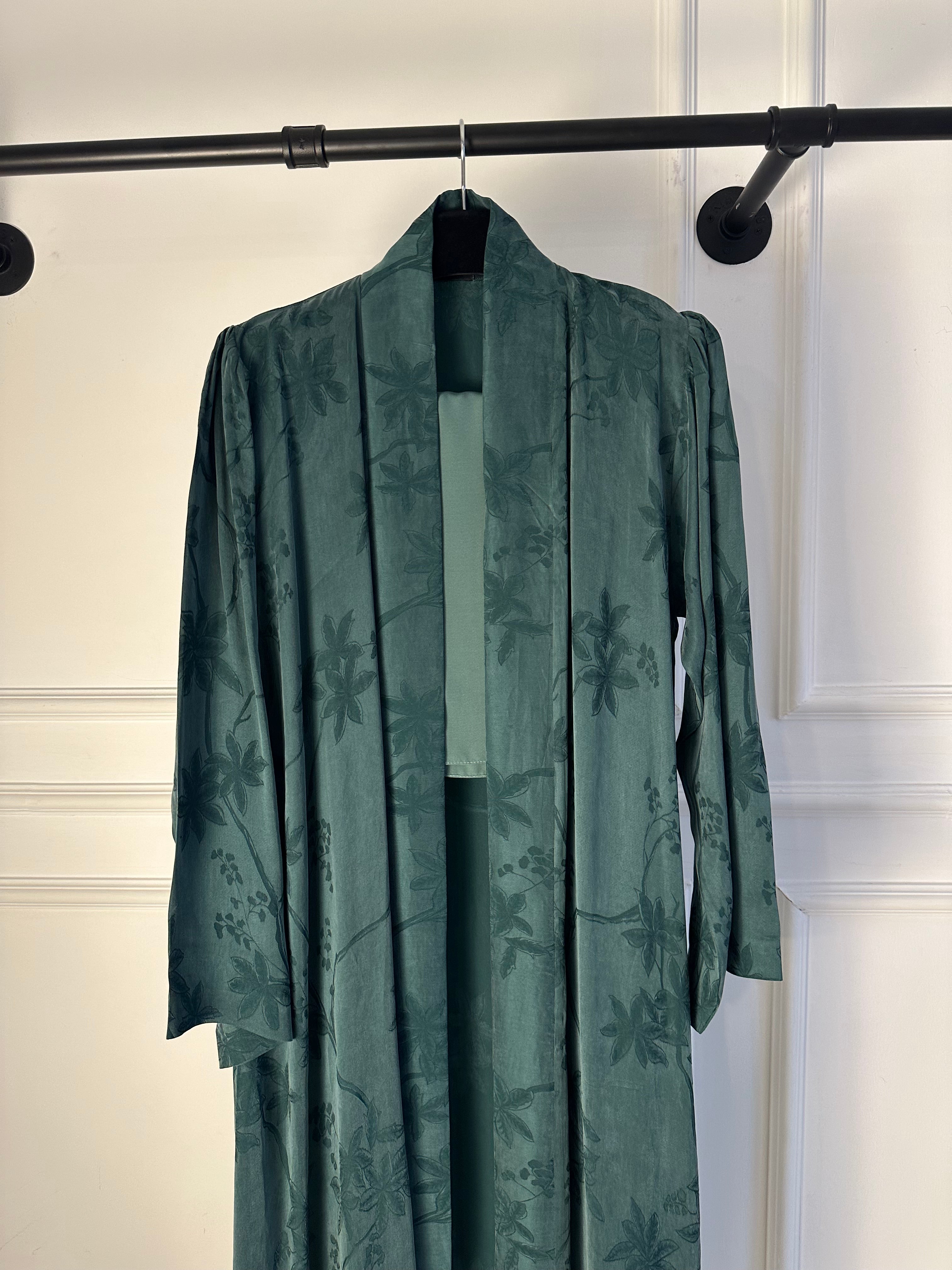 C 1900-02 Sage Green Floral Abaya