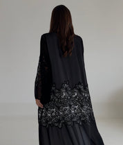 C 2494 Black Crystal Lace Abaya