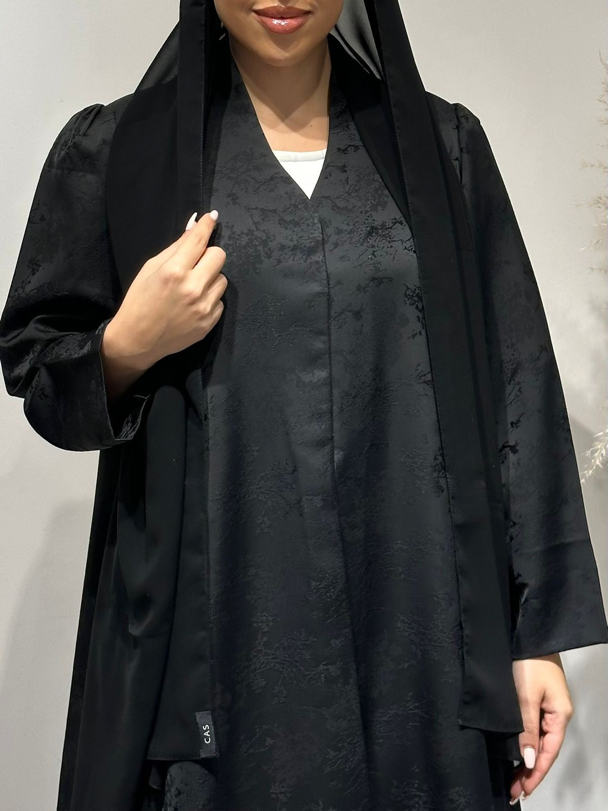 C 1632 Black Printed Abaya