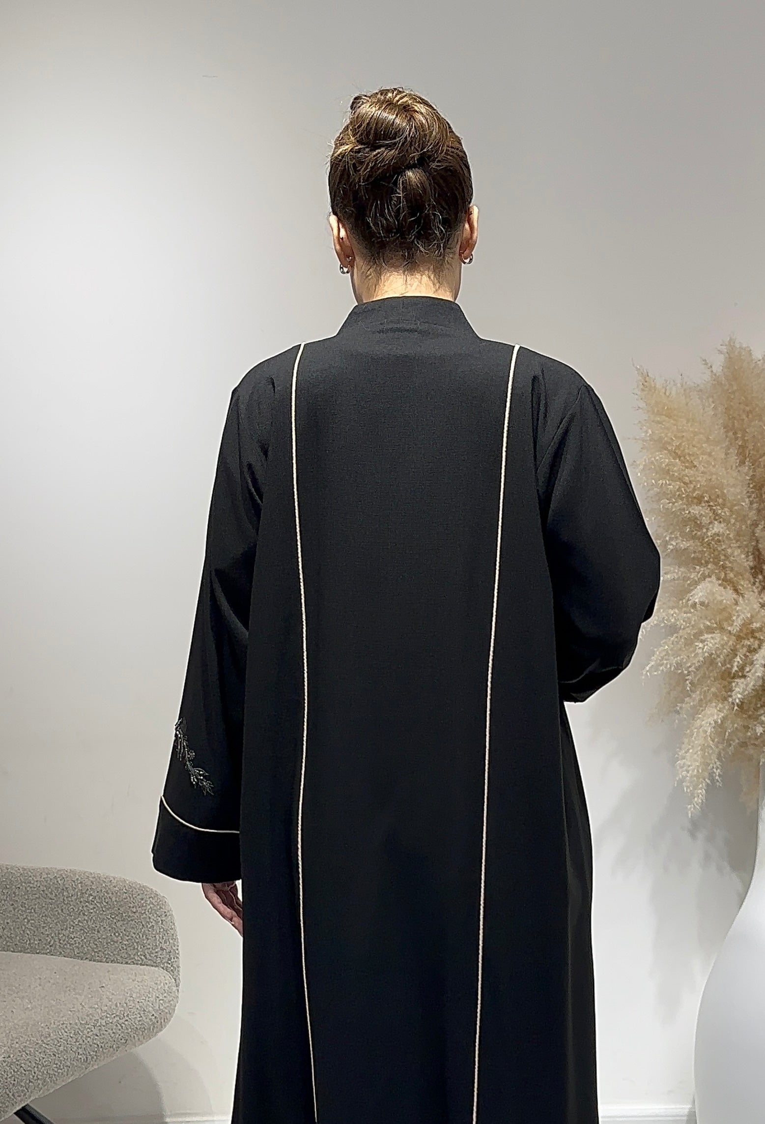 C 1631 Black Beaded Embroidered Abaya