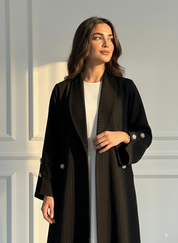 C 1694 Black Work Coat Abaya