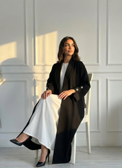 C 1694 Black Work Coat Abaya