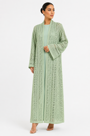 C 1717-04 Mint Green Dantel Abaya