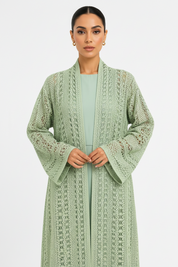 C 1717-04 Mint Green Dantel Abaya