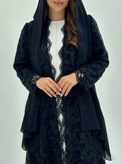 C 1796-02 Black Dantel Abaya