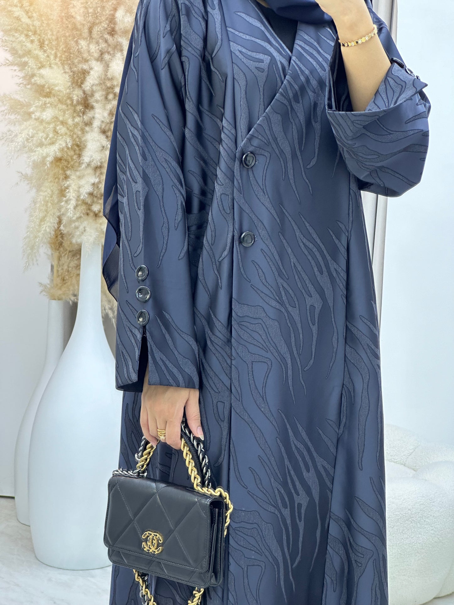 C 0290-03 Navy Blue Ragged Abaya