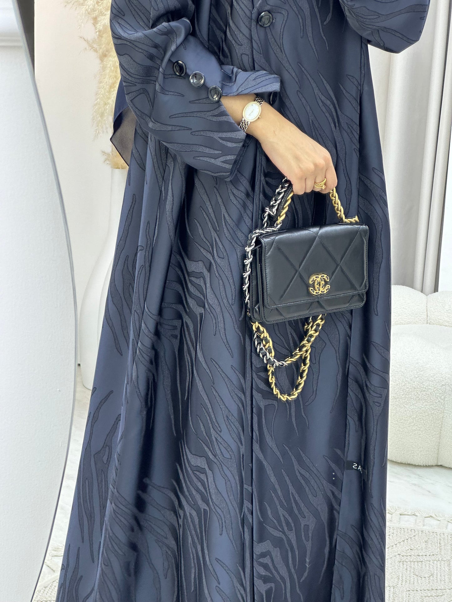 C 0290-03 Navy Blue Ragged Abaya