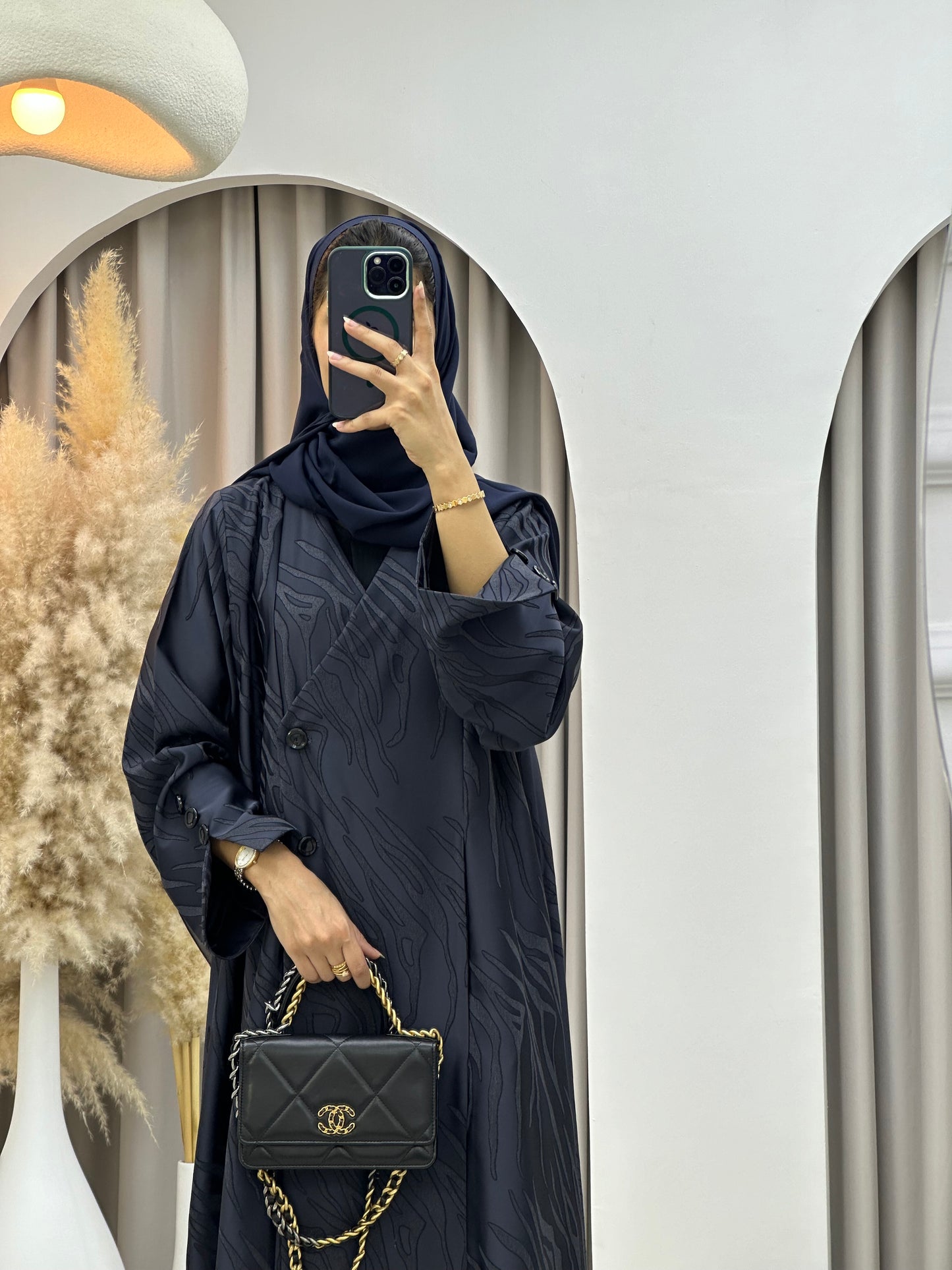 C 0290-03 Navy Blue Ragged Abaya