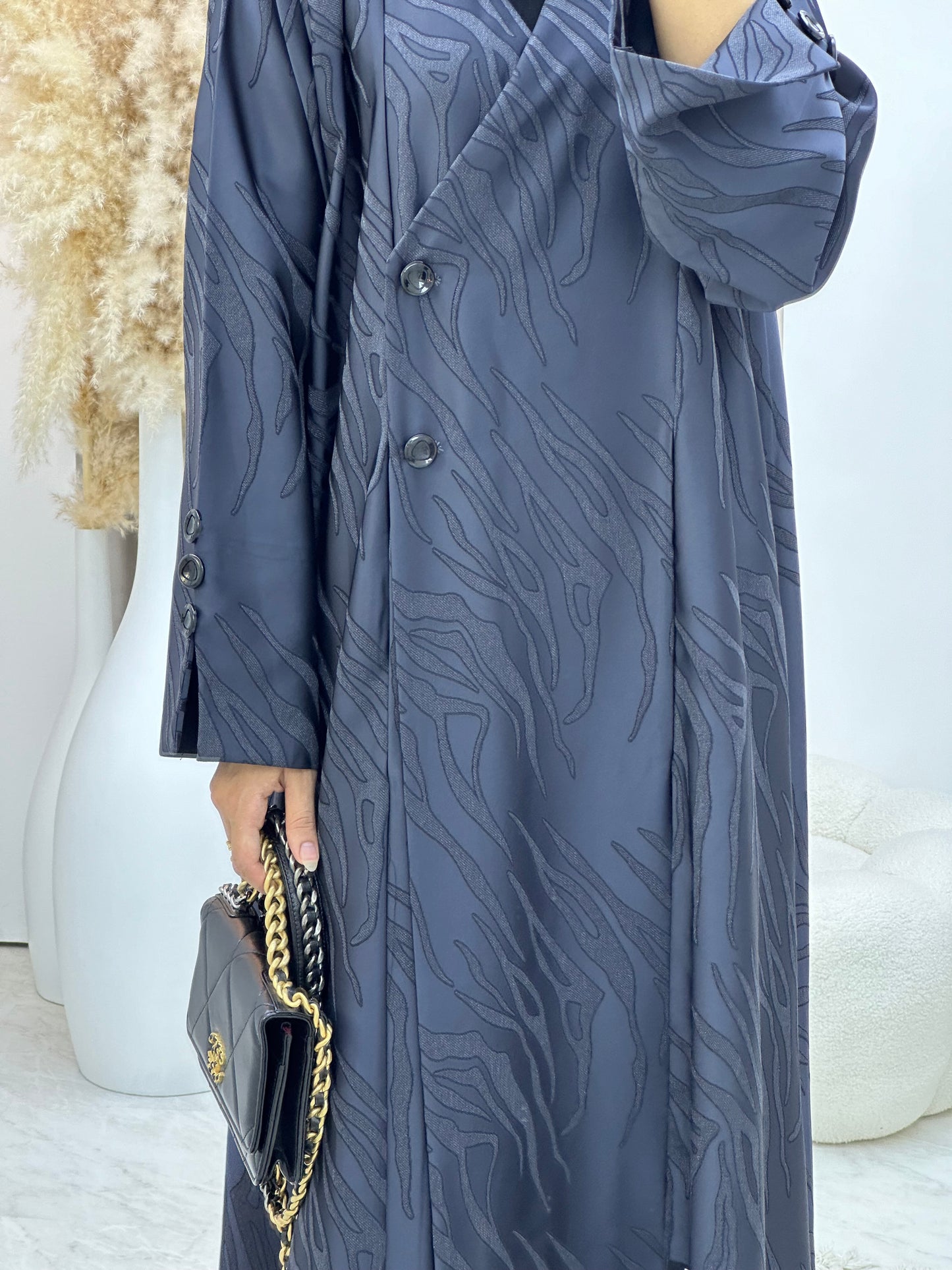 C 0290-03 Navy Blue Ragged Abaya