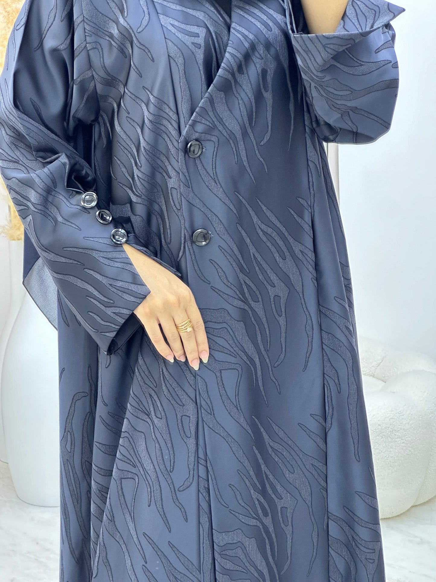 C 0290-03 Navy Blue Ragged Abaya