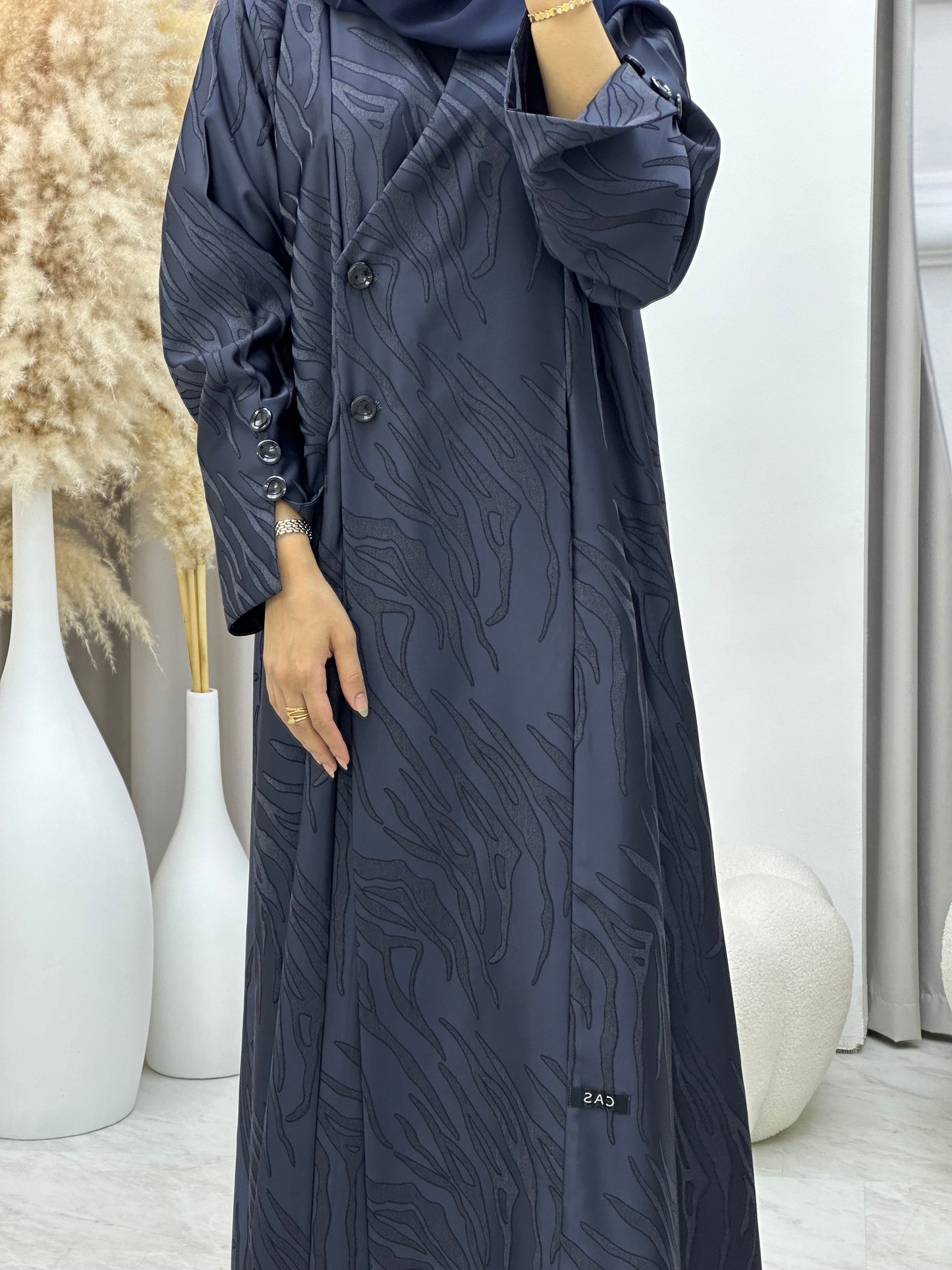 C 0290-03 Navy Blue Ragged Abaya