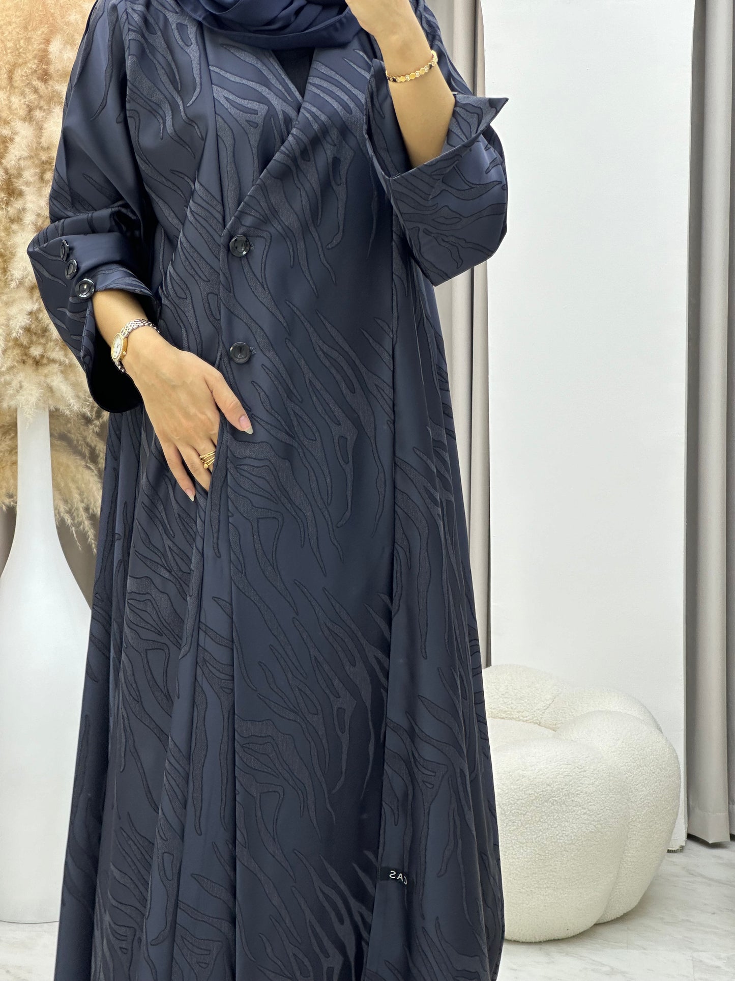 C 0290-03 Navy Blue Ragged Abaya