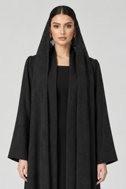 C 2802 Black Floral Print Abaya
