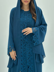 C 1810 Blue Crystal Lace Abaya