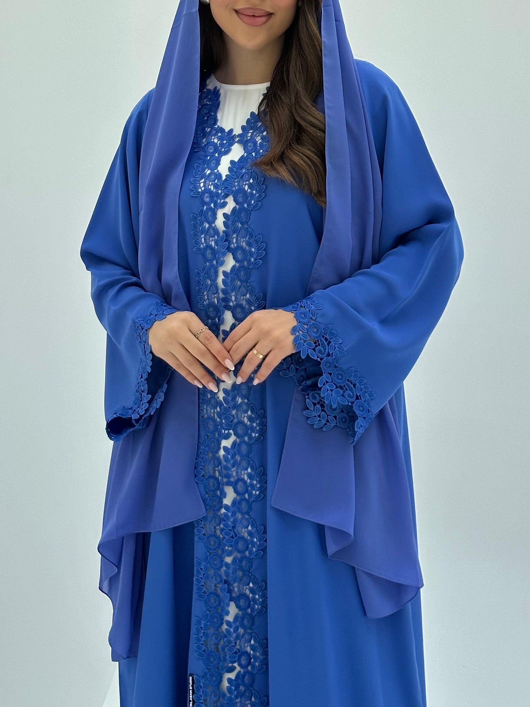 C 1816 Royal Blue Lace Abaya