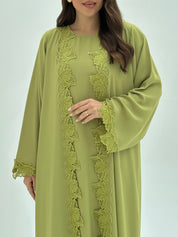 C 1809 Lime Green Lace Abaya