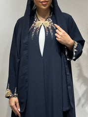 C 1625 Midnight Blue Beaded Abaya