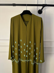 C 1845 Lime Green Beaded Abaya