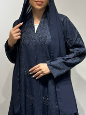 C 1624 Navy Blue Beaded Abaya