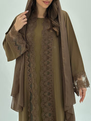 C 1813 Light Olive Lace Abaya