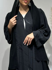 C 1645 Black Stripe Printed Abaya