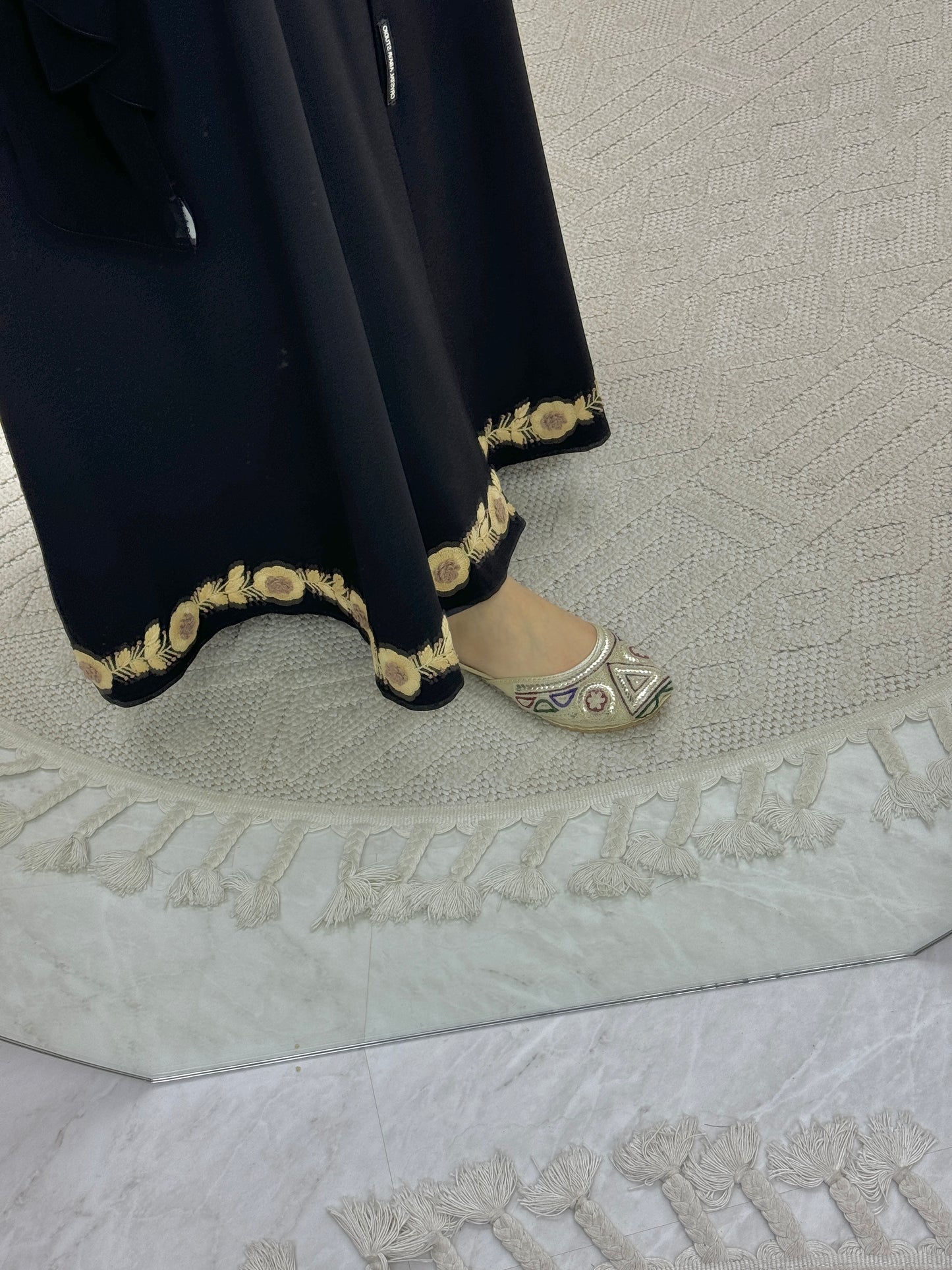 C 0466 Black Beige Embroidery Abaya