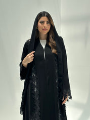 C 2176 Black Crystal Lace Eid Abaya