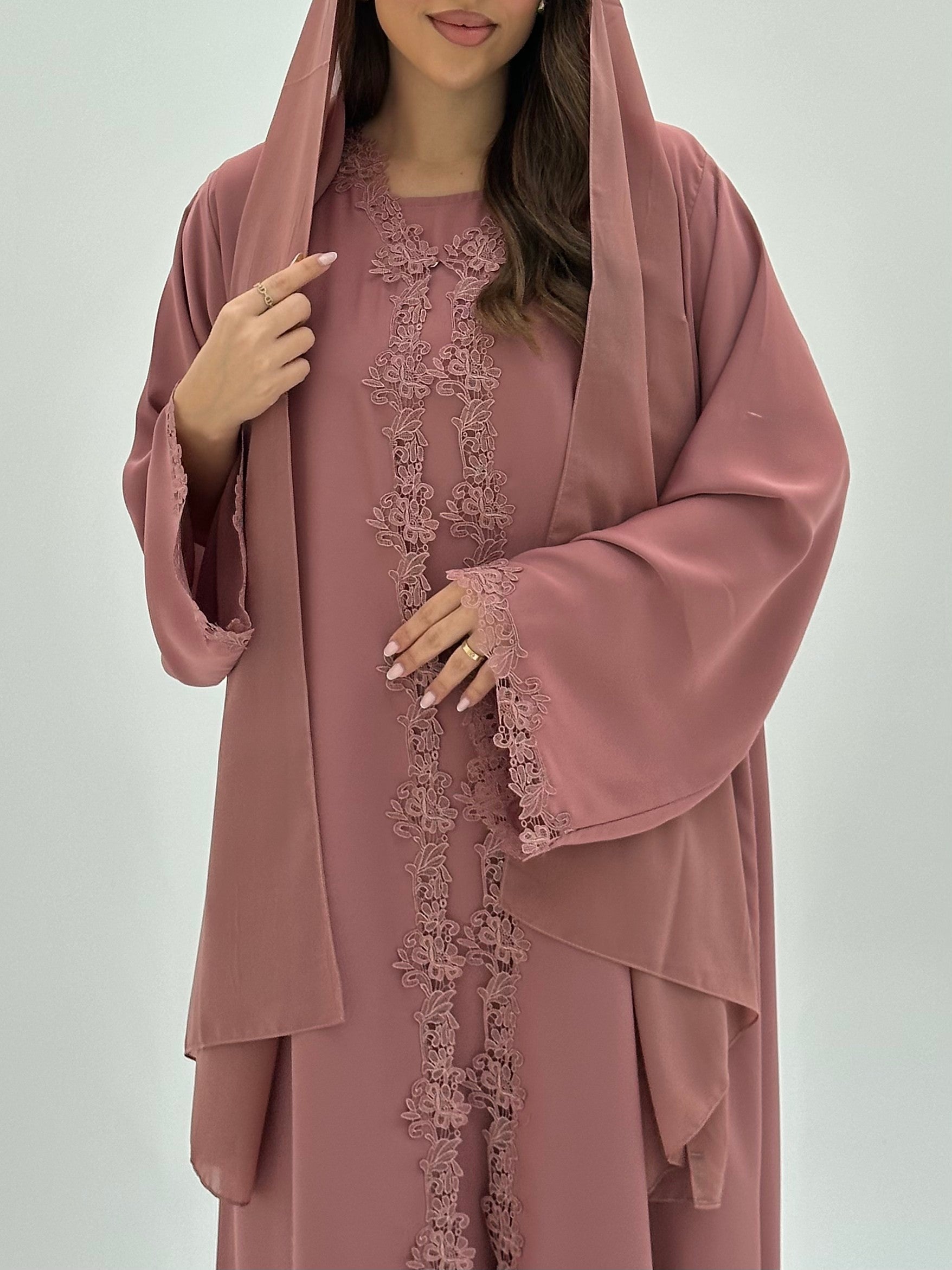 C 1812 Blush Pink Lace Abaya