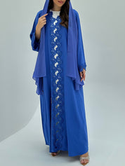 C 1816 Royal Blue Lace Abaya