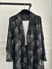 عباية فضية مطبوعة C 1658