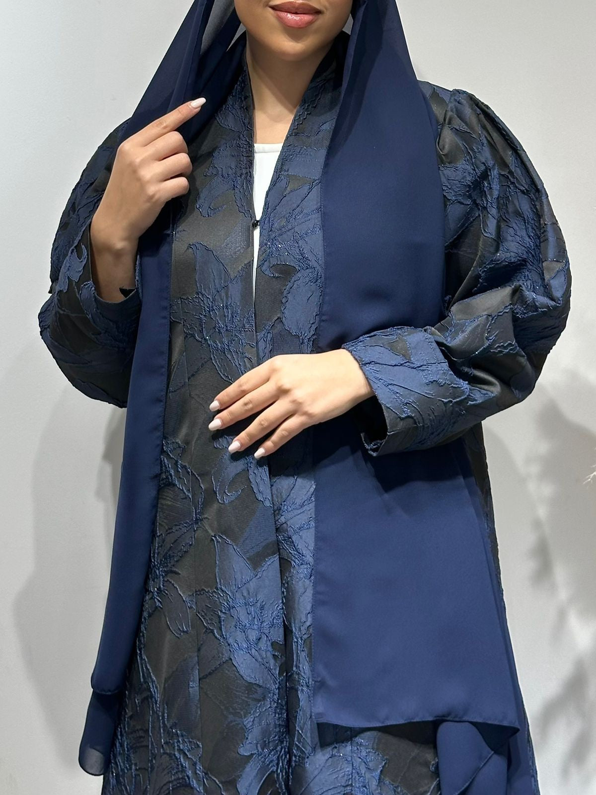 C 1647 Dark Blue Floral Abaya