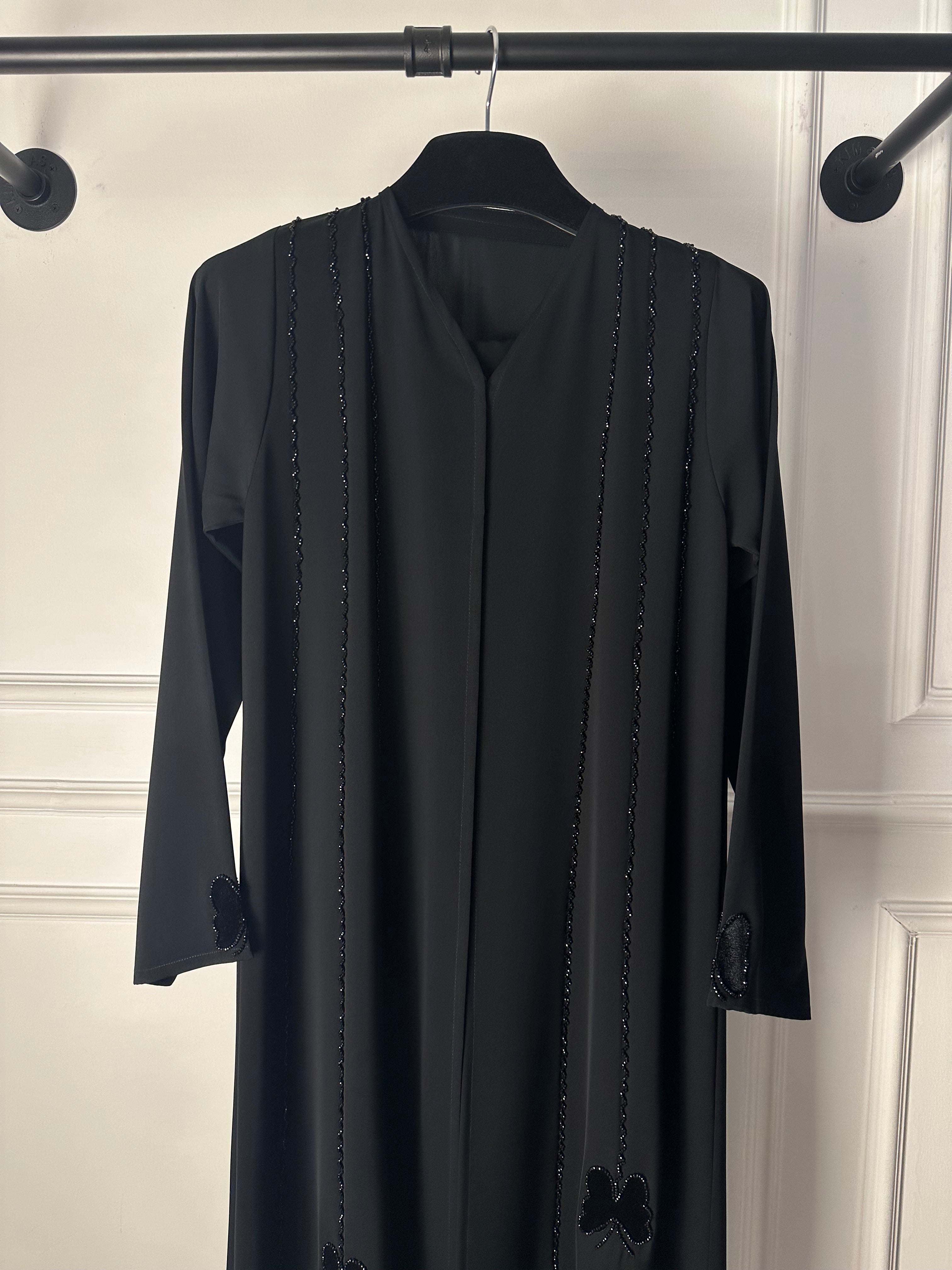 C 1890 Black Butterfly Beaded Abaya