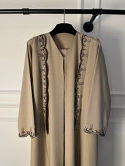 C 1889 Beige Beaded Abaya