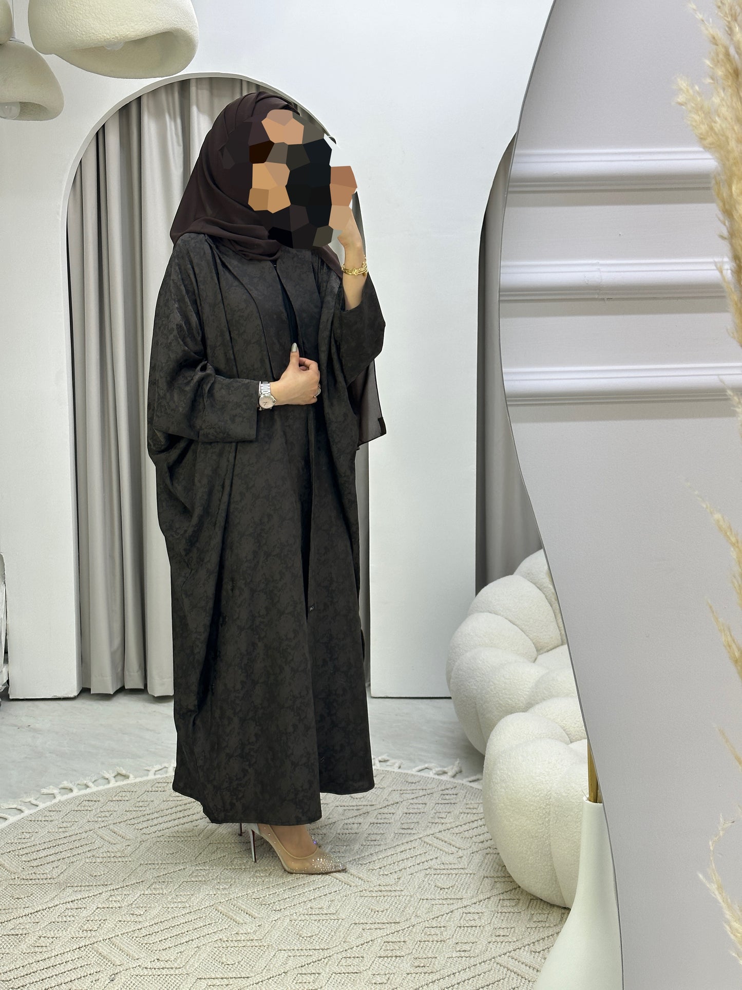 C Floral Brown Bisht Abaya