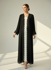 C 1826 Black Crystal Lace Abaya